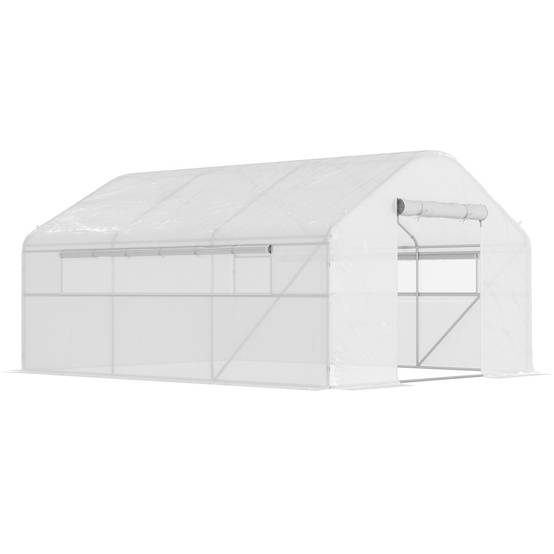 Outsunny - Serre de jardin 12 m² - serre tunnel 4 x 3 x 2 m porte 2 grandes fenêtres enroulables maillées blanc - Outsunny - Image 1