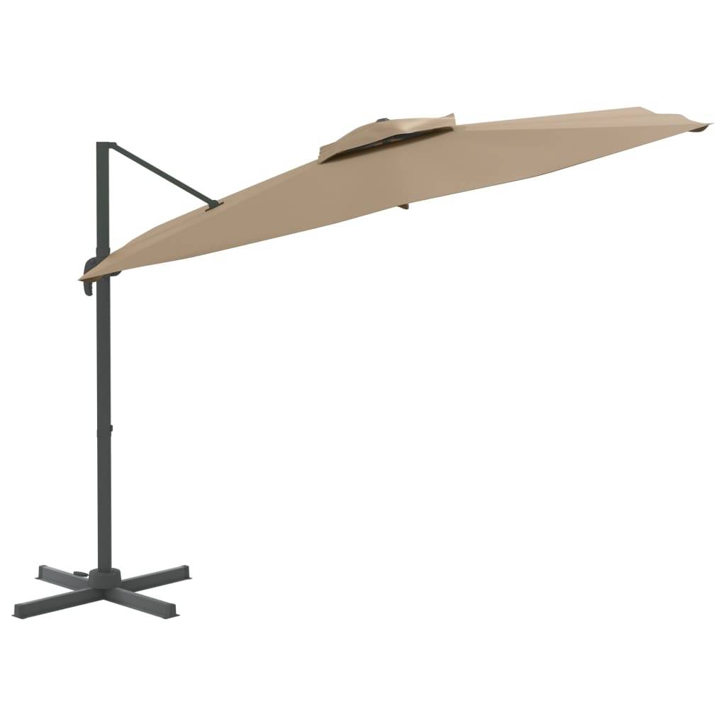 Helloshop26 - Parasol meuble de jardin cantilever à double toit 300 x 300 cm taupe - Imagen 2