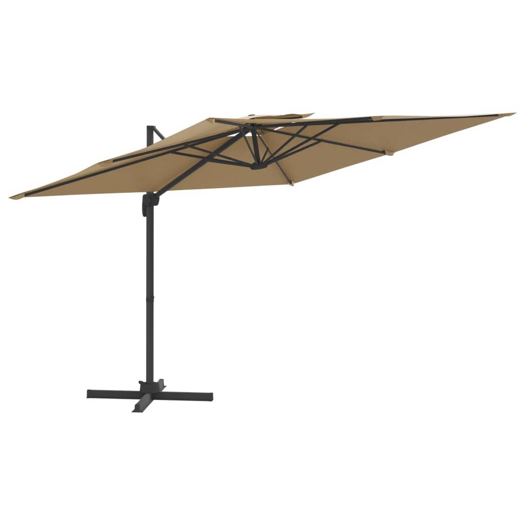Helloshop26 - Parasol meuble de jardin cantilever à double toit 300 x 300 cm taupe - Imagen 1