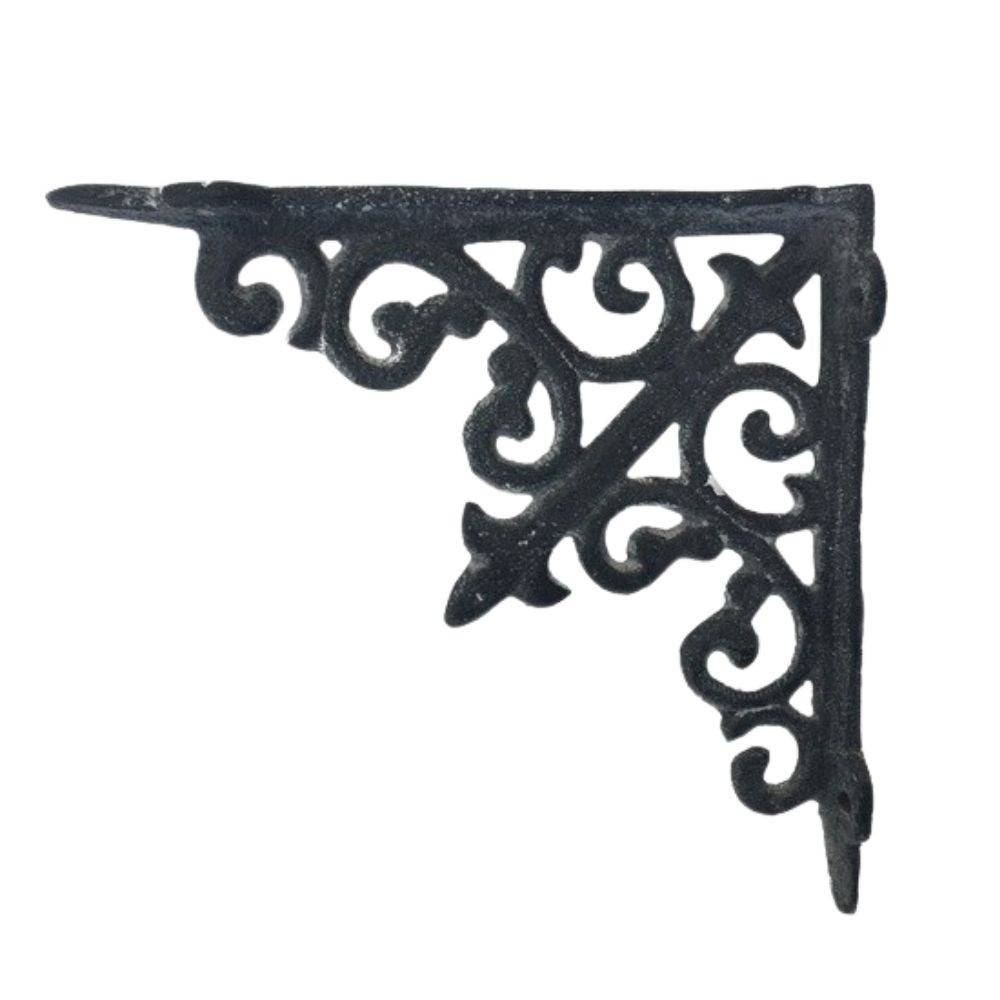 Equerre fixation étagère vintage ancienne fonte grise 15 x 15 cm Chemin de campagne - Imagen 1