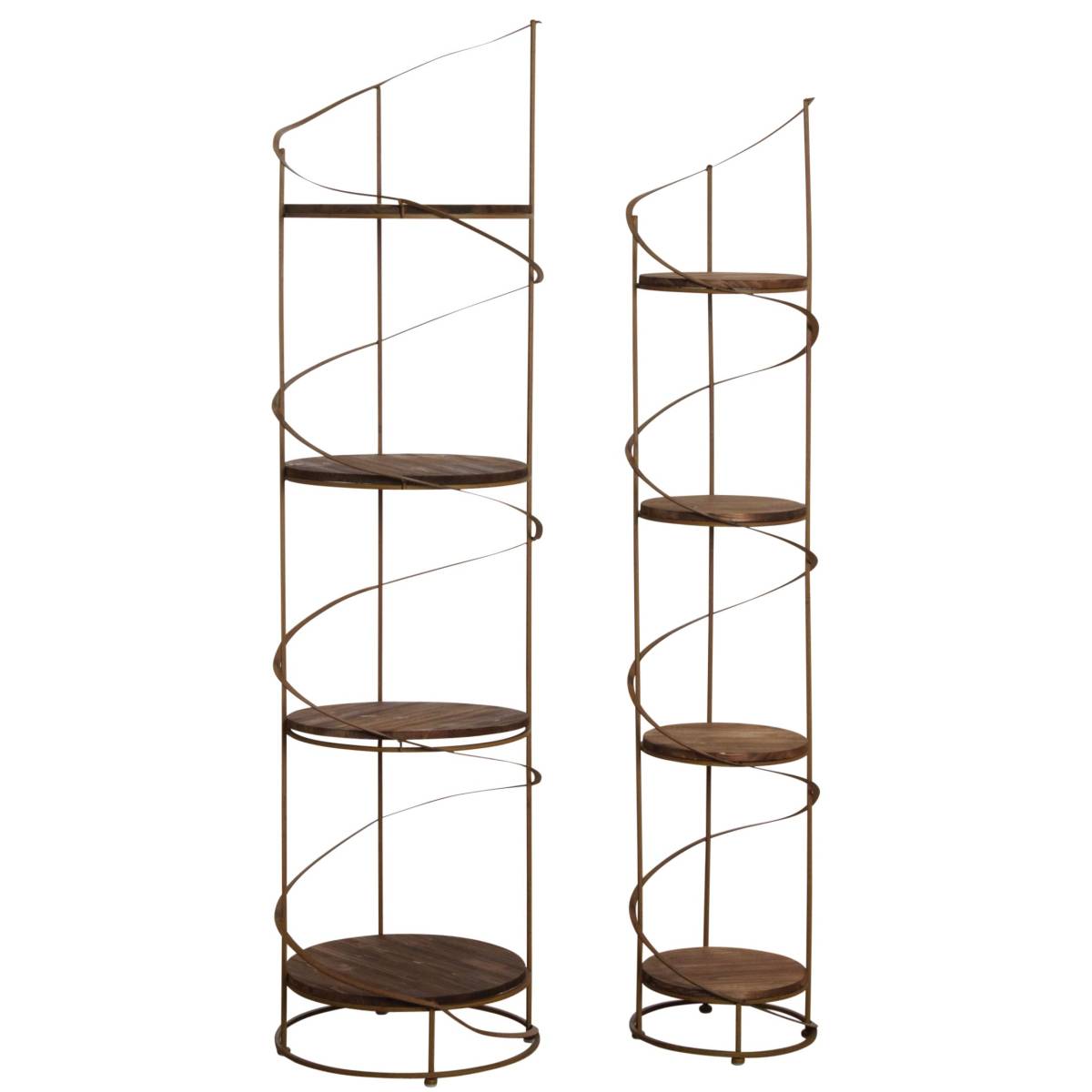Aubry Gaspard - Étagère ronde en bois et métal (Lot de 2)