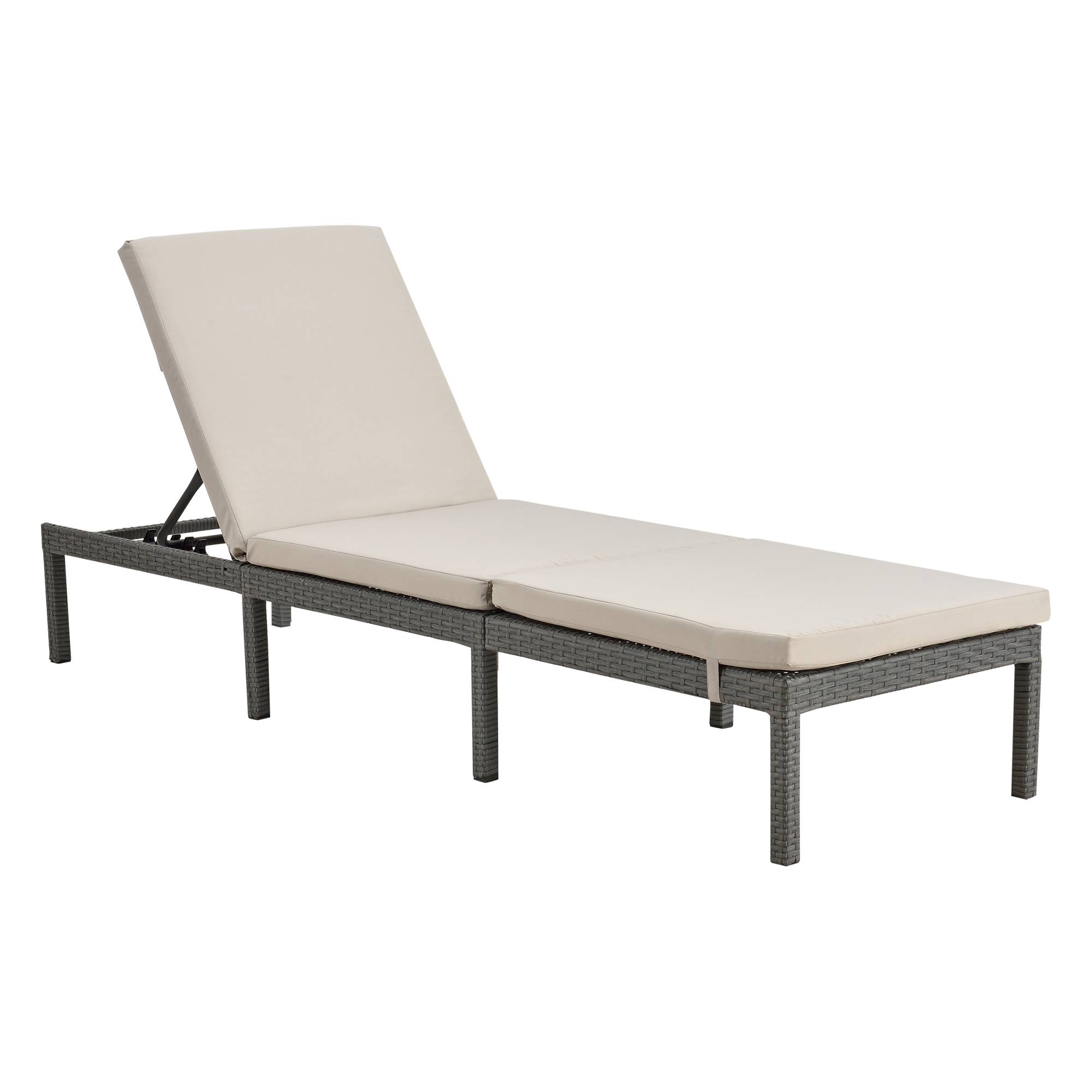 Bain de soleil Cartes avec Coussin Acier Polyester 198 x 60 x 27 cm Gris Foncé Beige [en.casa] - Image 1