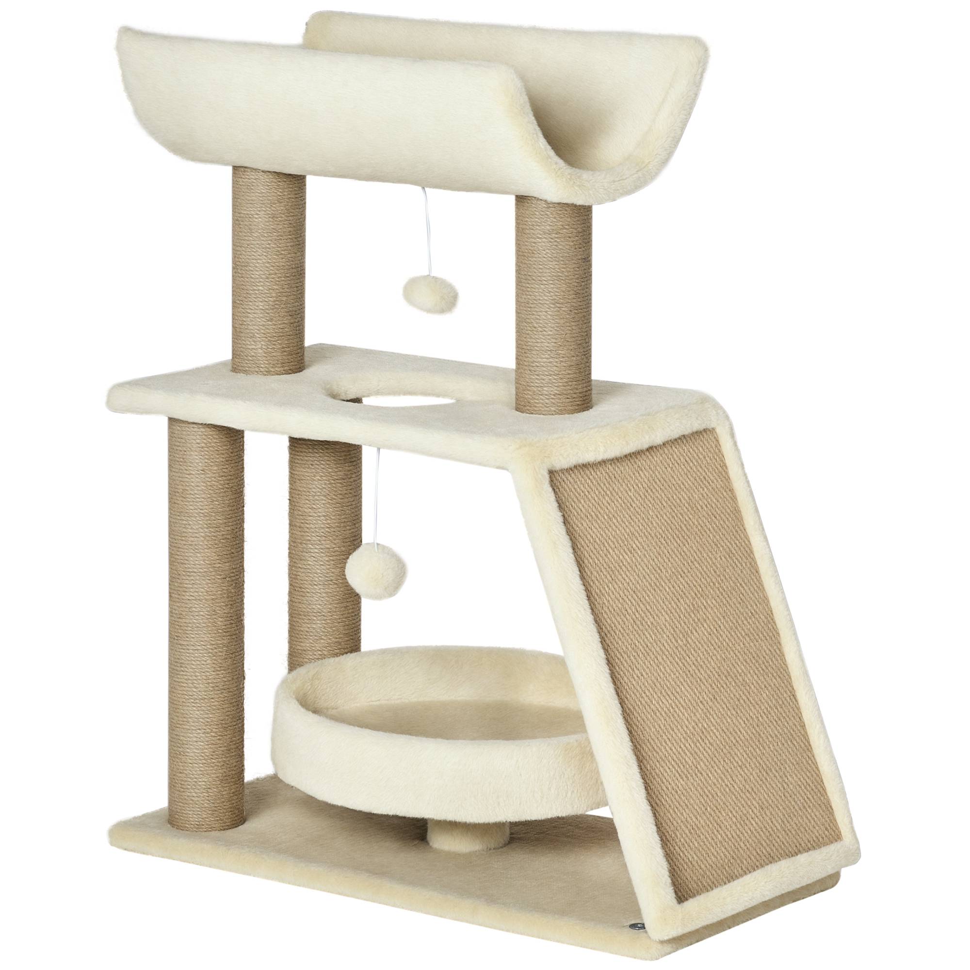 Sans Marque - Arbre à chats design cosy chic multi-équipements centre d'activités griffoirs grattoir plateformes brun clair