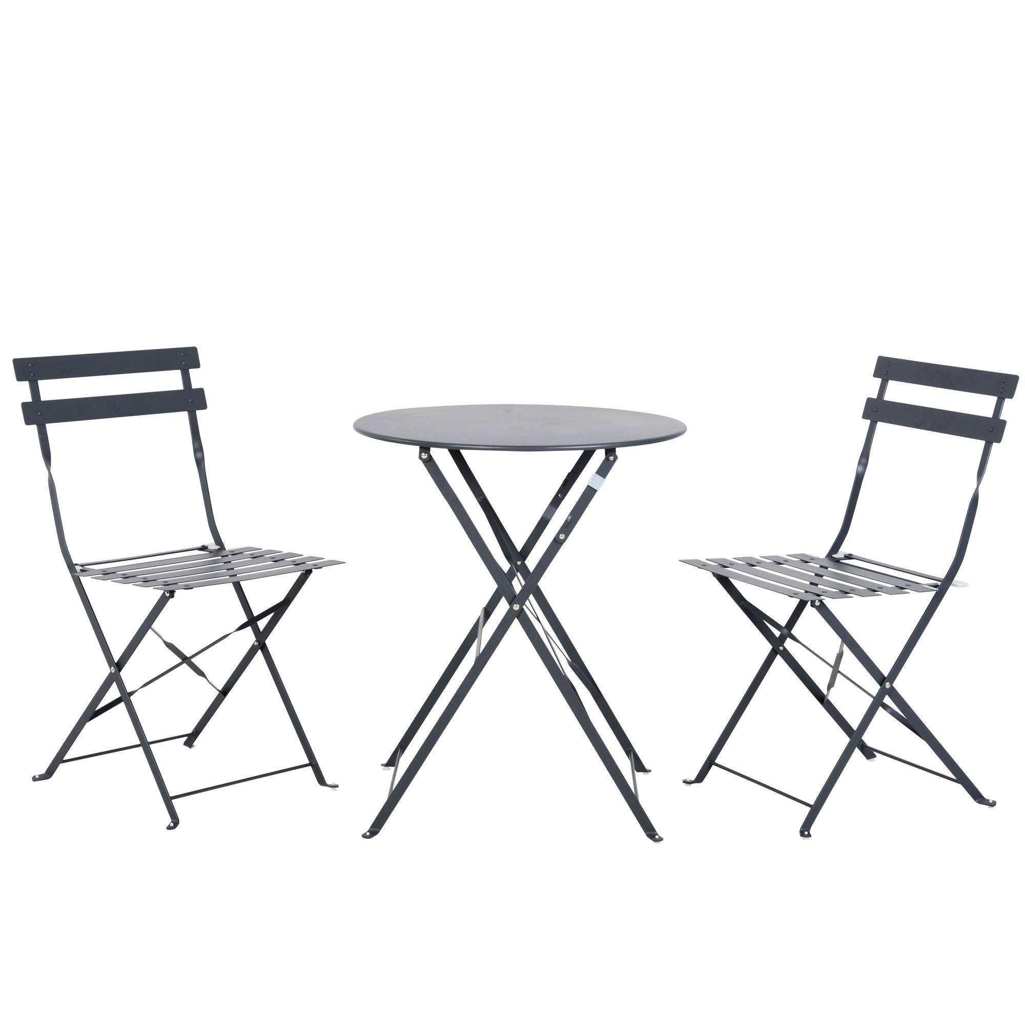 Avril Paris - Table et chaises pliantes bistrot balcon terrasse - 2 places - Anthracite - FLORE - Imagen 1
