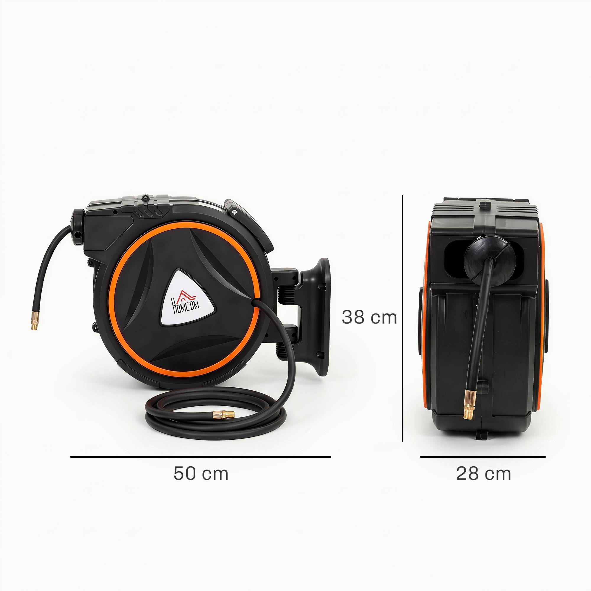Tuyau compresseur air 20 m + 2 m, raccord 1/4'' BSP, support mural rotatif 180°, noir - Image 5