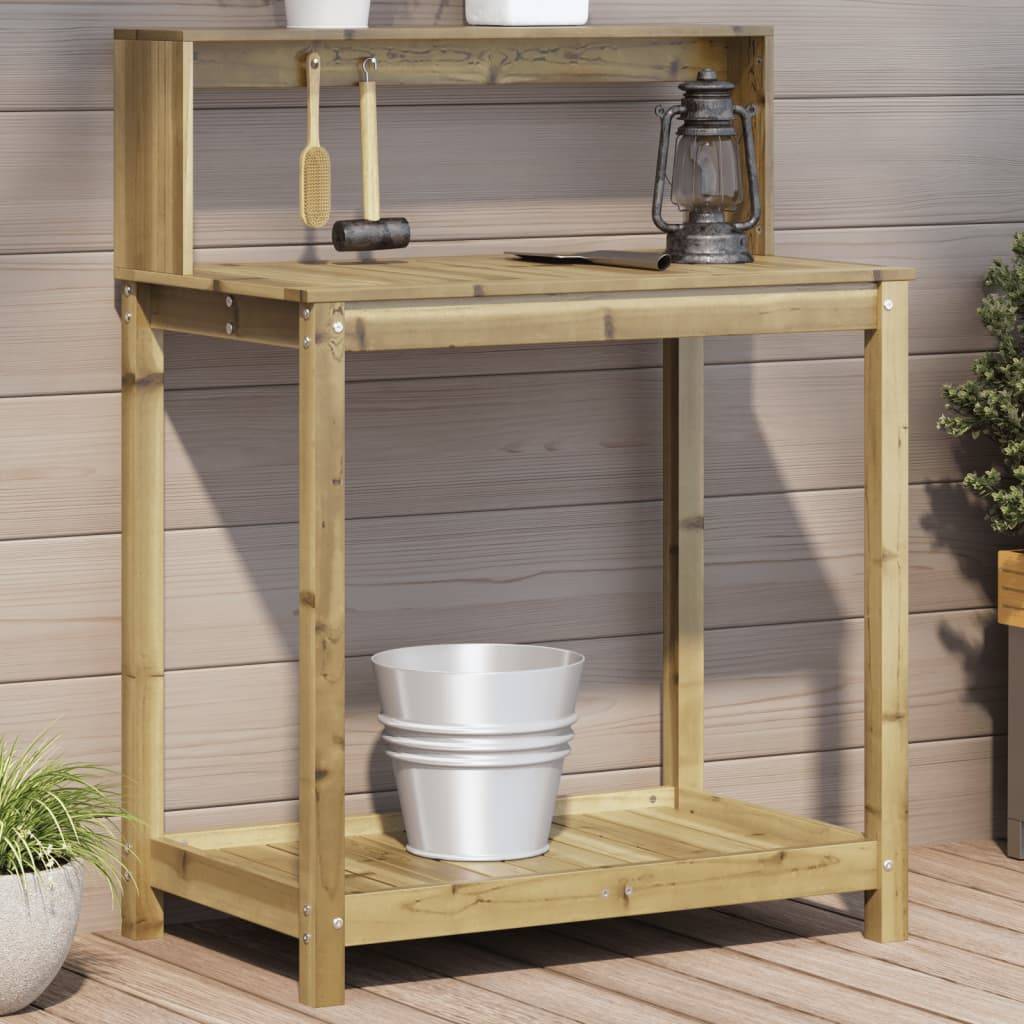 Table de rempotage avec étagère 82,5x50x75cm bois massif de pin - Table