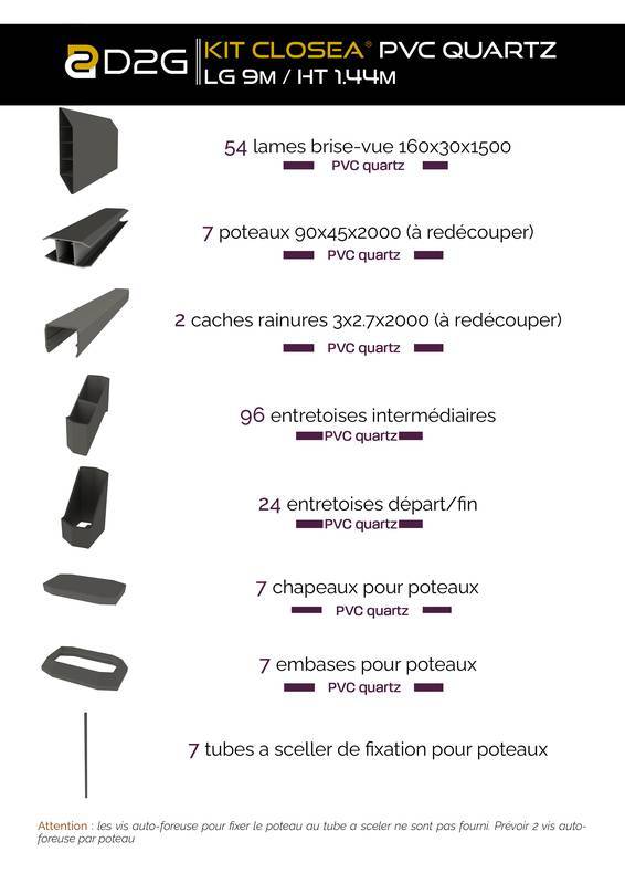 Closea - Kit cloture - Lame 16cm - PVC Quartz - LG: 9m x H: 1m44 Closea - Image 4