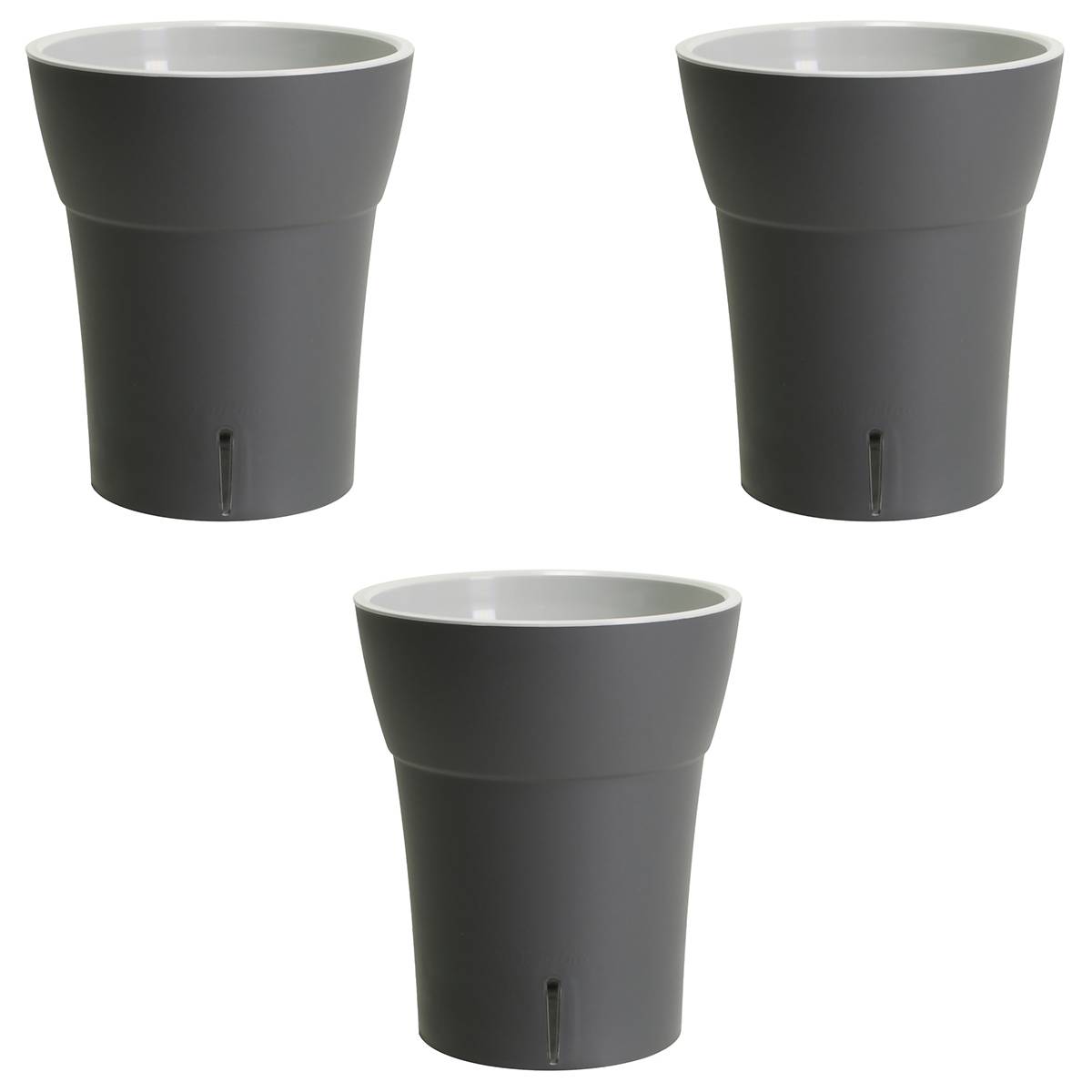 Gt Garden - Lot de 3 pots pour orchidées avec réserve d'eau - Dali-dea gris foncé 2 litres - GT GARDEN - Imagen 1