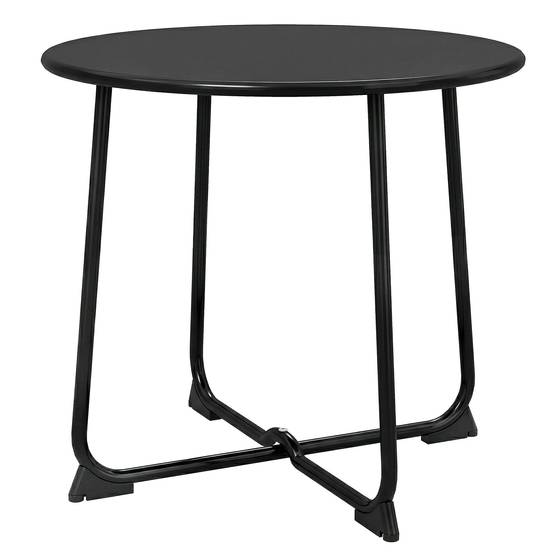 Table basse extérieure pour 2 personnes, table de jardin ronde base en X avec structure en métal, Ø 50 x 45,5 cm, noir - Image 2