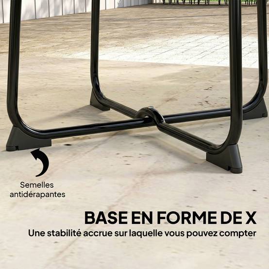 Table basse extérieure pour 2 personnes, table de jardin ronde base en X avec structure en métal, Ø 50 x 45,5 cm, noir - Image 8