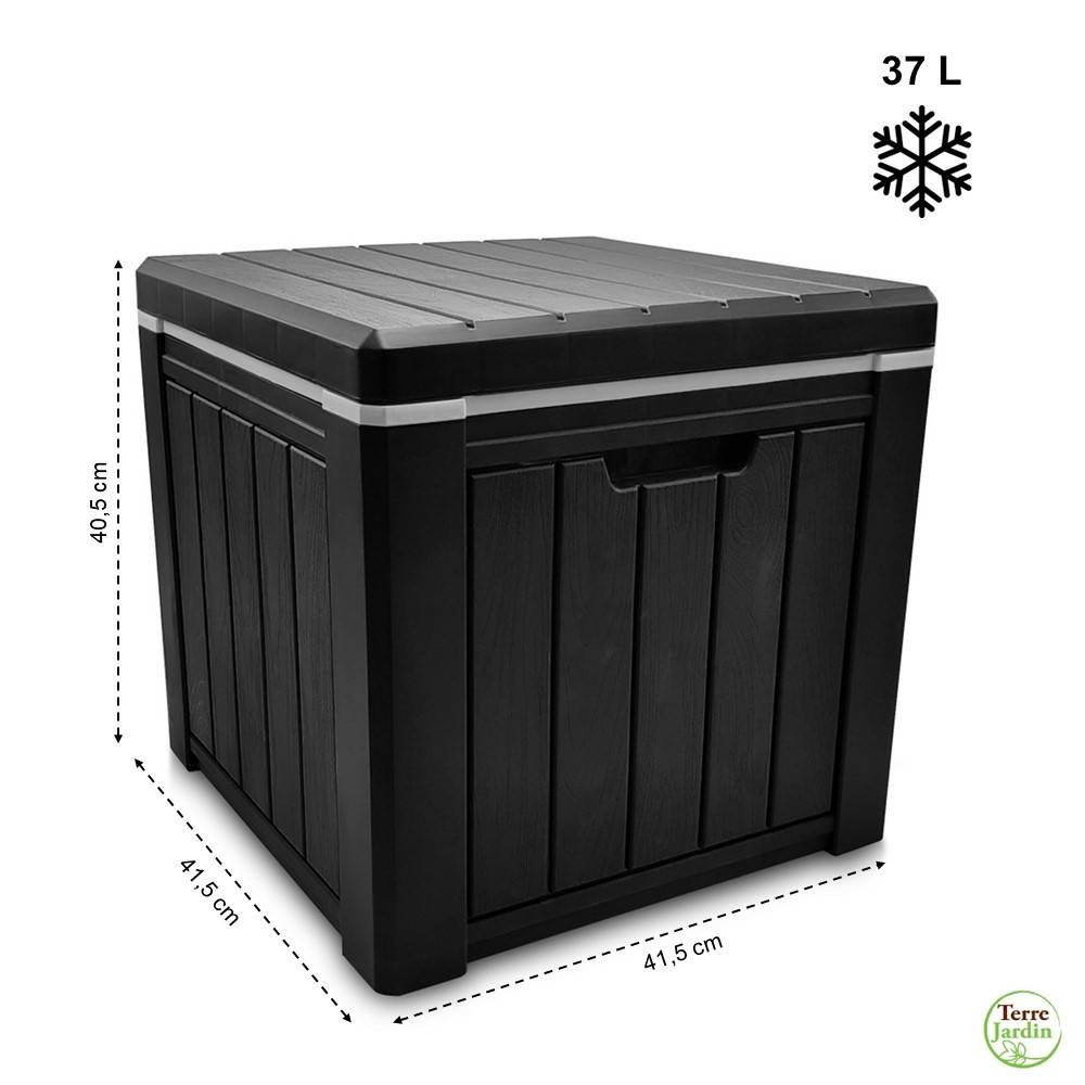 Glacière "ice cube" multifonction table ou tabouret effet bois 37 L - Imagen 2