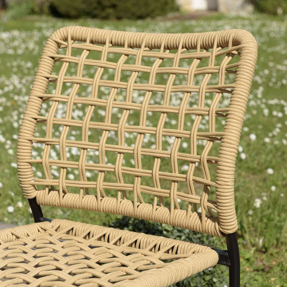VIANNEY - Lot de 2 chaises de jardin en cordage tressé beige - Image 3