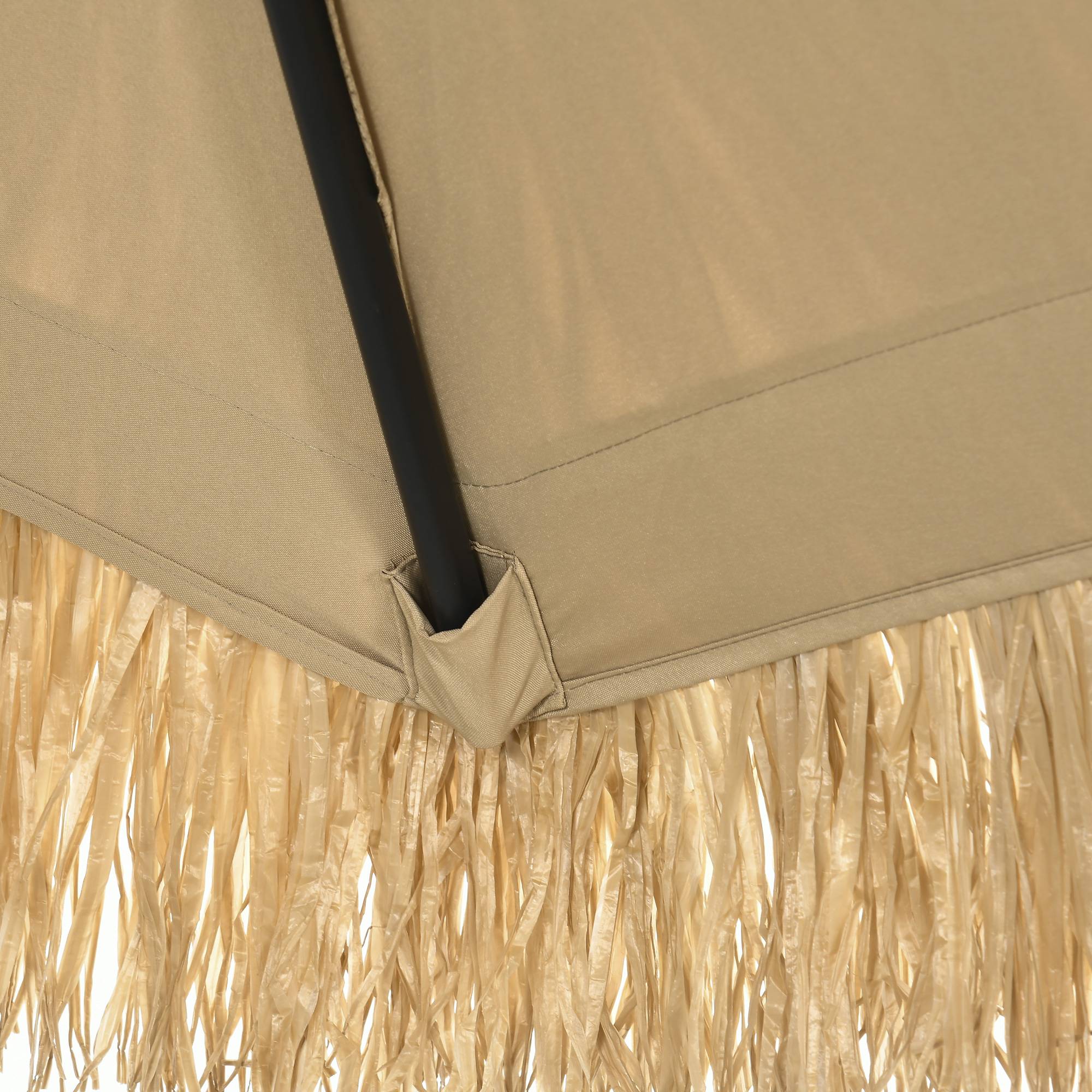 Parasol de jardin rond avec couverture en paille et manivelle, Ø265x250 cm, kaki - Image 10