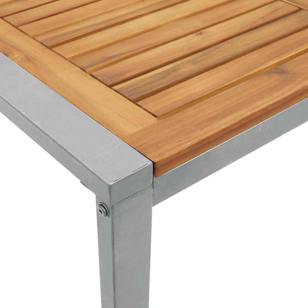 Mobilier de repas extérieur 7pcs Bois d'Acacia et Acier pour 6 personnes Jardin Gris Marron – ComfortXL Outdoor Living - Image 9