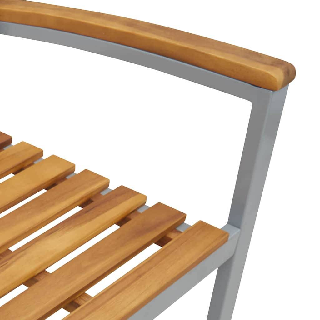 Mobilier de repas extérieur 7pcs Bois d'Acacia et Acier pour 6 personnes Jardin Gris Marron – ComfortXL Outdoor Living - Image 8
