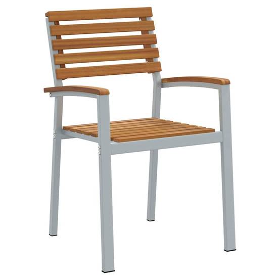 Mobilier de repas extérieur 7pcs Bois d'Acacia et Acier pour 6 personnes Jardin Gris Marron – ComfortXL Outdoor Living - Image 6