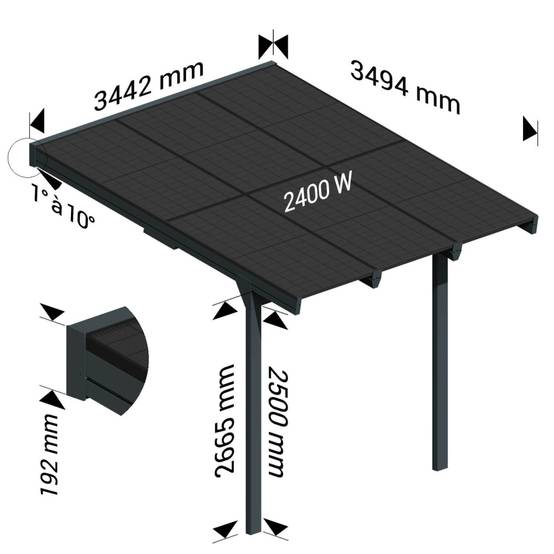 Ombrazur - Pergola solaire POWER Gris anthracite 3,448x3,95m - Imagen 9