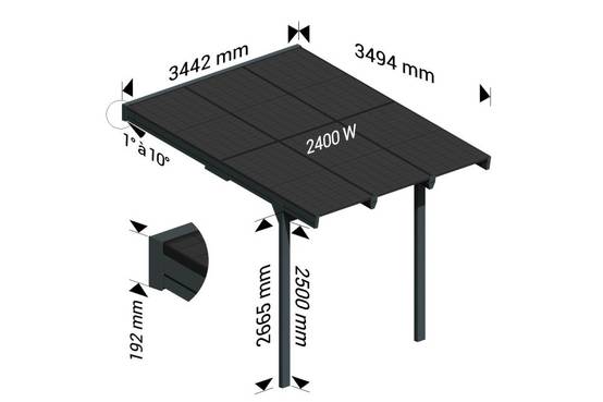 Ombrazur - Pergola solaire POWER Gris anthracite 3,448x3,95m - Imagen 4