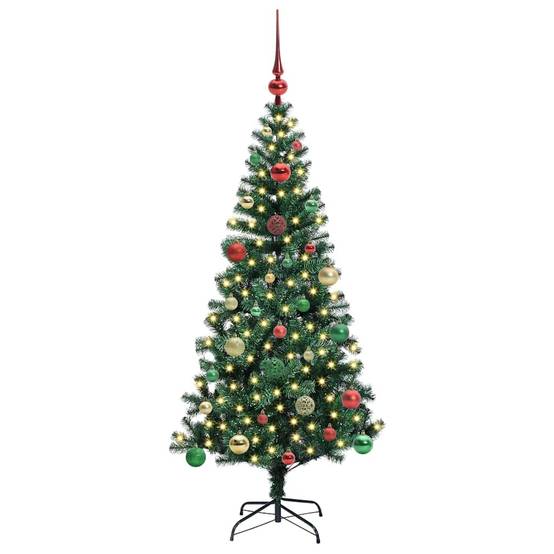 Sapin de Noël | Arbre de Noël artificiel pré-éclairé Vert 150 cm PVC et métal Maison Chic - Image 3