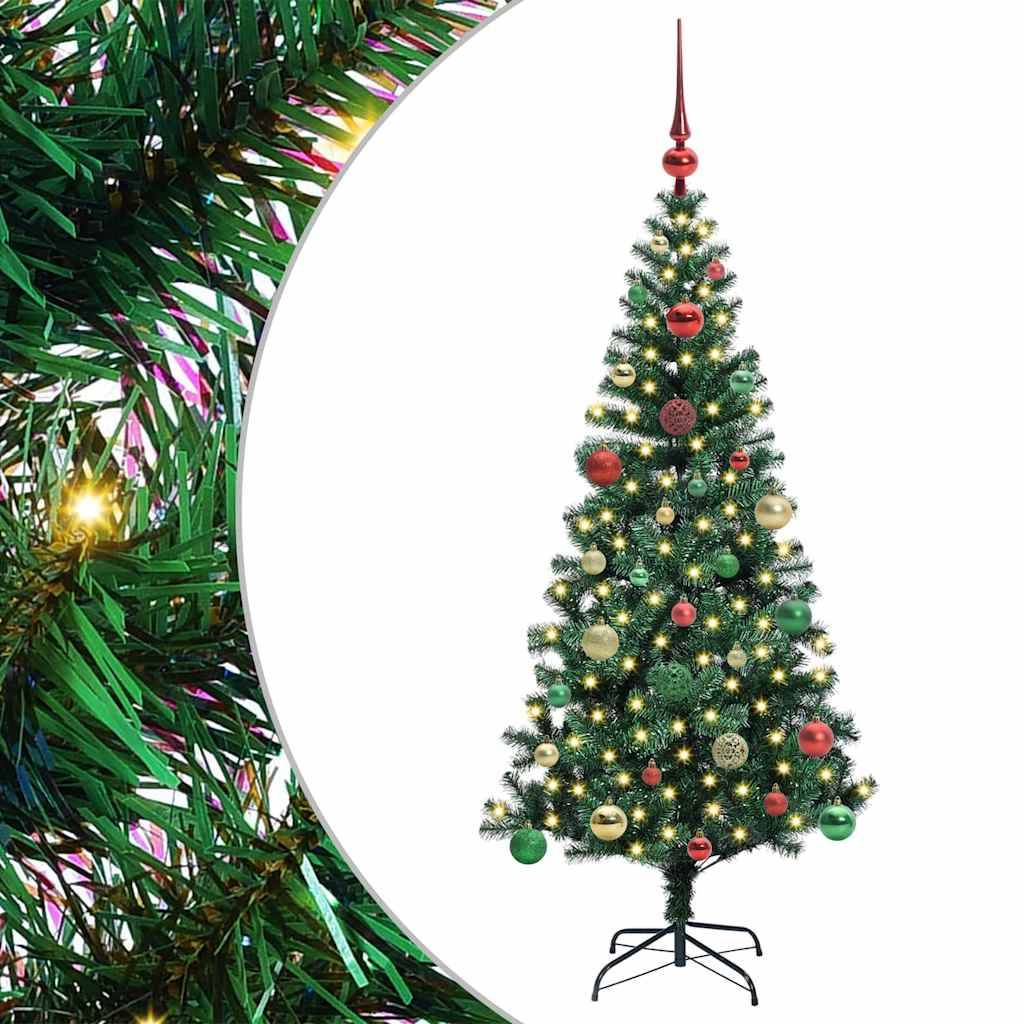 Sapin de Noël | Arbre de Noël artificiel pré-éclairé Vert 150 cm PVC et métal Maison Chic - Image 1