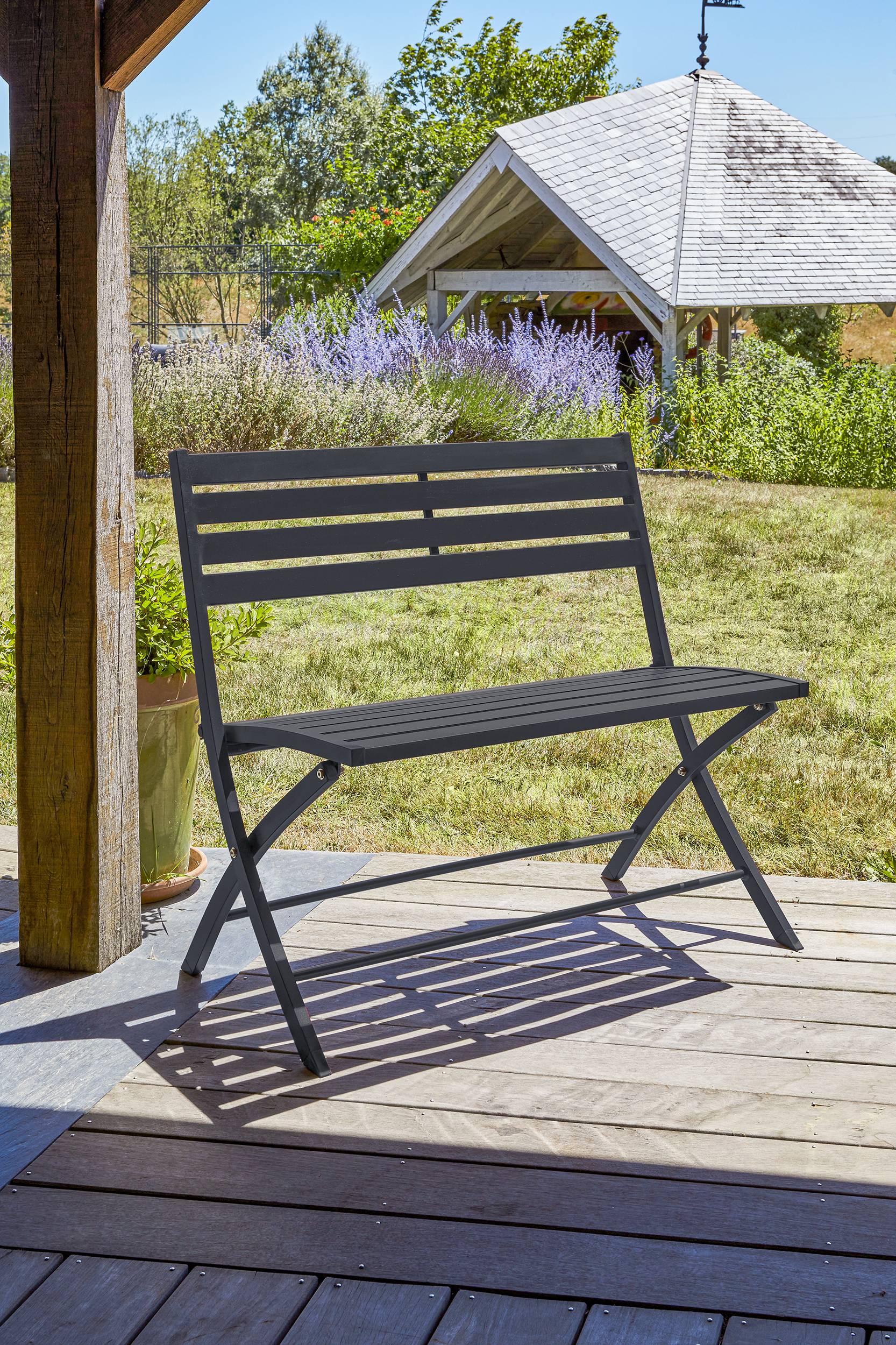 City Garden - Banc de jardin pliant en aluminium  - Gris anthracite - MARIUS - Imagen 1