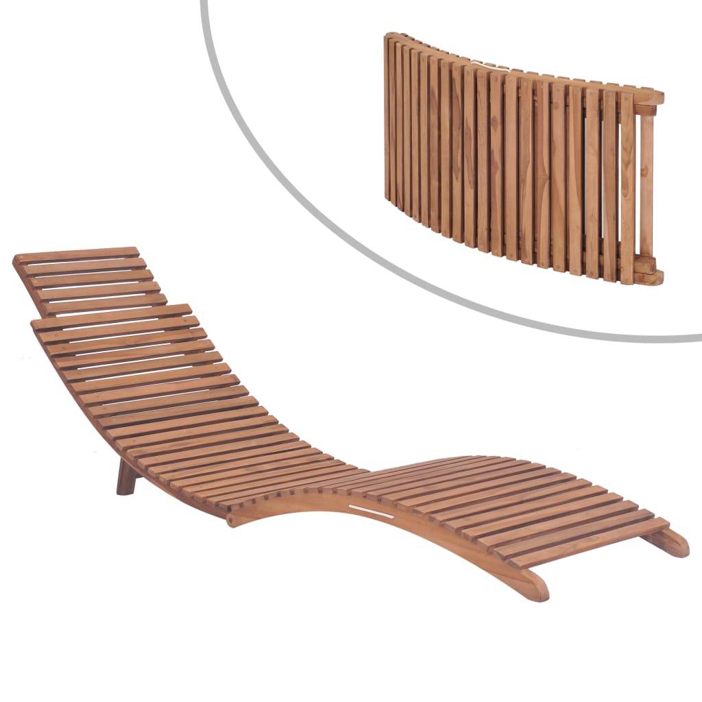 Helloshop26 - Transat chaise longue bain de soleil lit de jardin terrasse meuble d'extérieur pliable bois de teck solide - Imagen 2