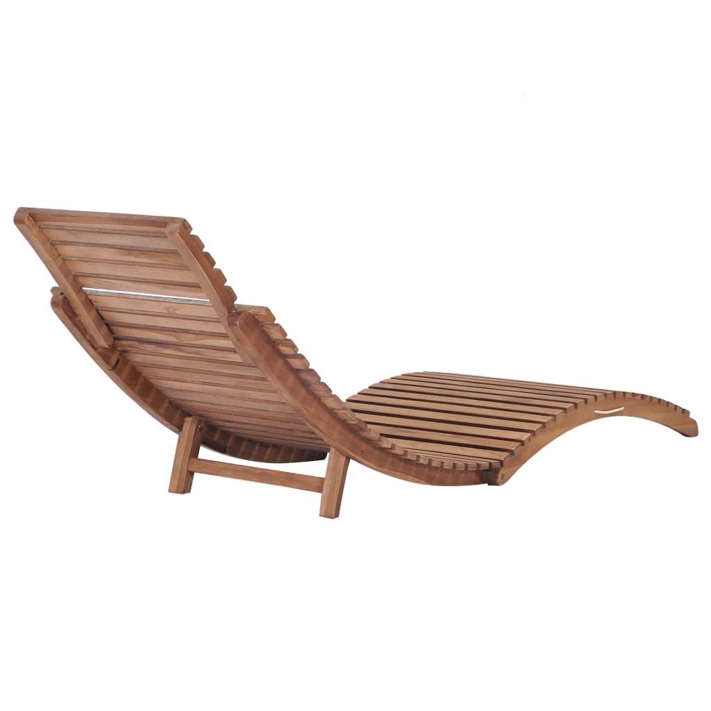 Helloshop26 - Transat chaise longue bain de soleil lit de jardin terrasse meuble d'extérieur pliable bois de teck solide - Imagen 5