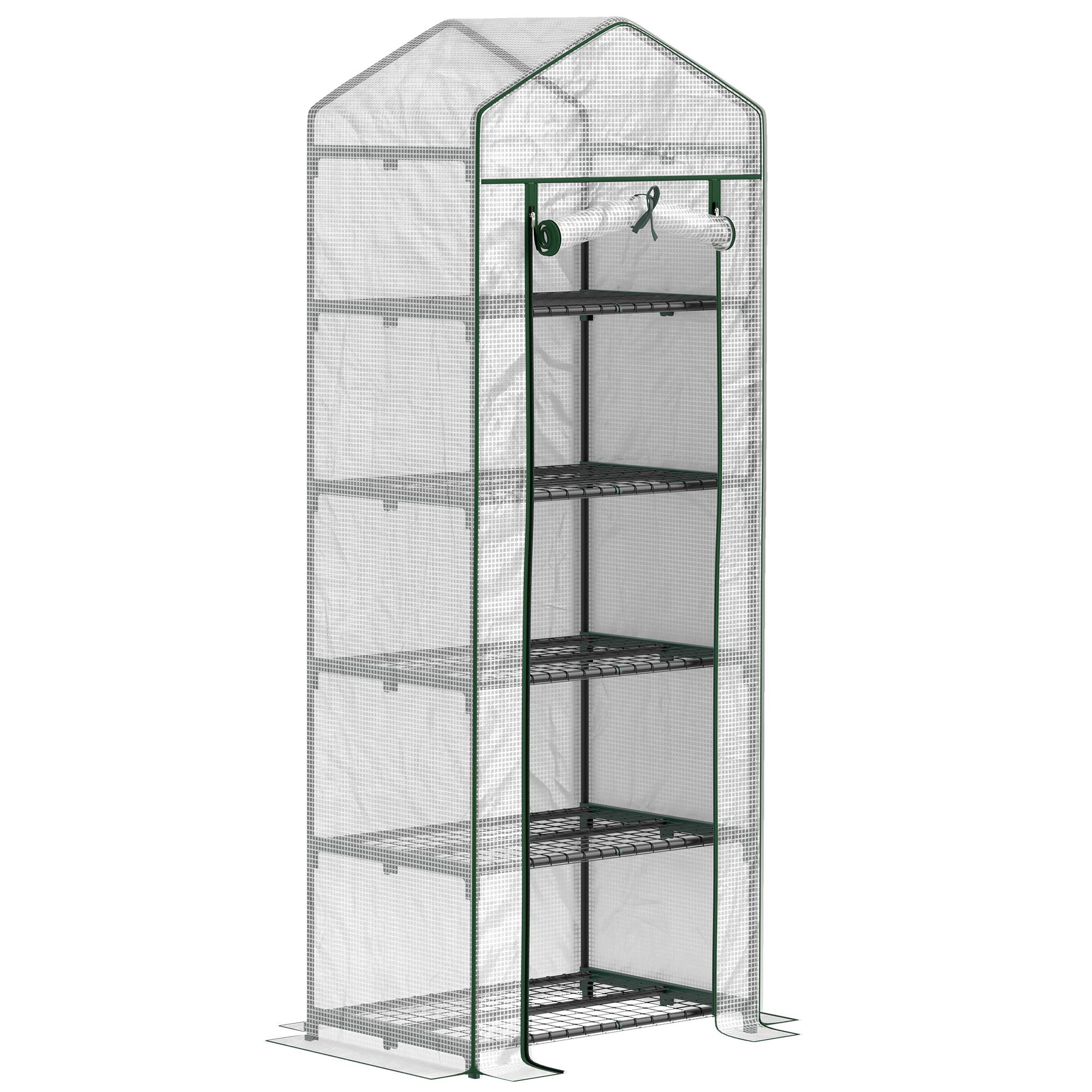 Serre de jardin en acier avec 5 étagères - 69 x 49 x 193 cm, blanc - Image 1