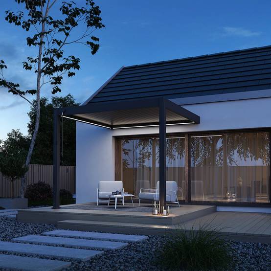 Ombrea - Pergola adossée VS 3 x 3 m à lames doubles orientables - aluminium - étanche avec drainage intégré - Image 4