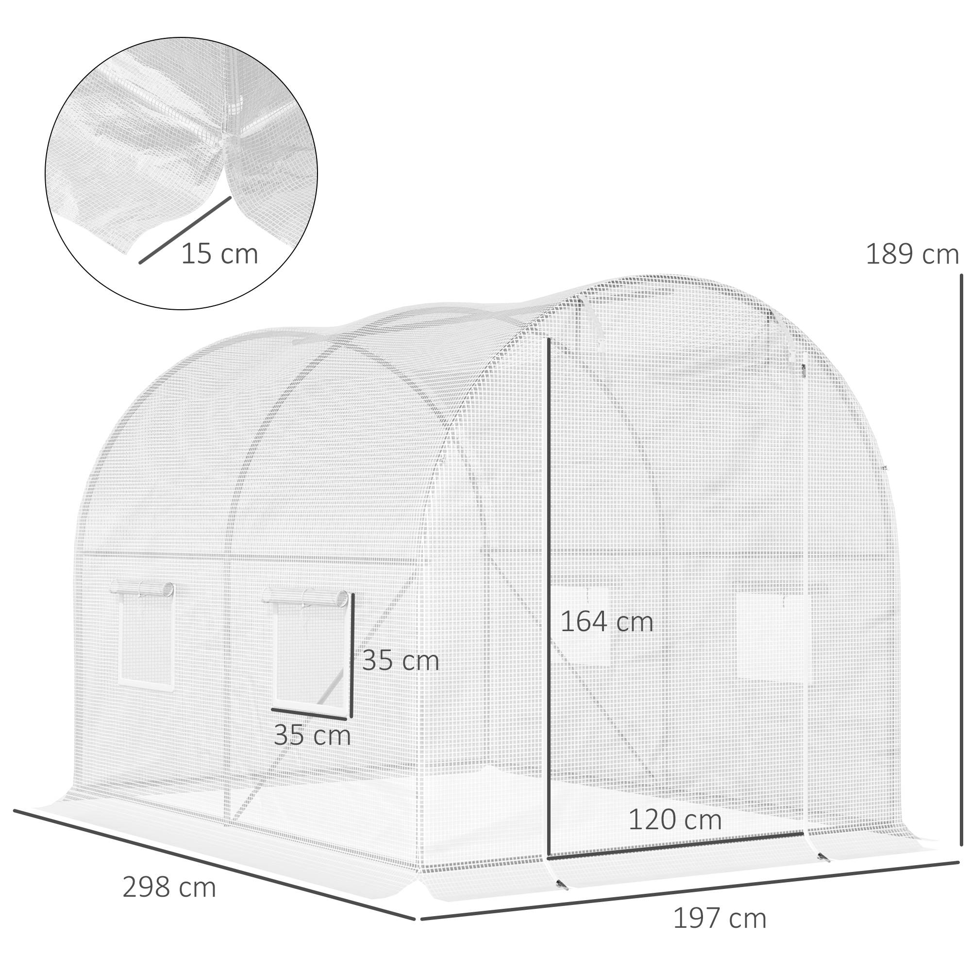 ComfortXL - Serre de Jardin Tunnel 6m² Acier galvanisé renforcé 4 fenêtres pour potager 3x2x1,9m Blanc - ComfortXL Outdoor Living - Image 5