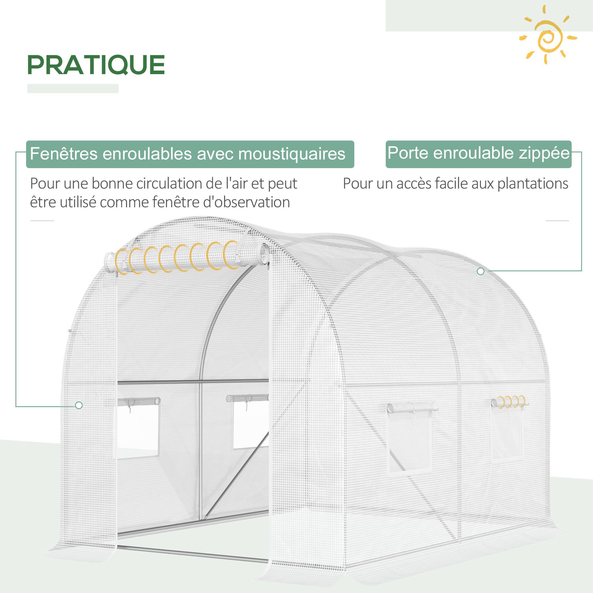 ComfortXL - Serre de Jardin Tunnel 6m² Acier galvanisé renforcé 4 fenêtres pour potager 3x2x1,9m Blanc - ComfortXL Outdoor Living - Image 8