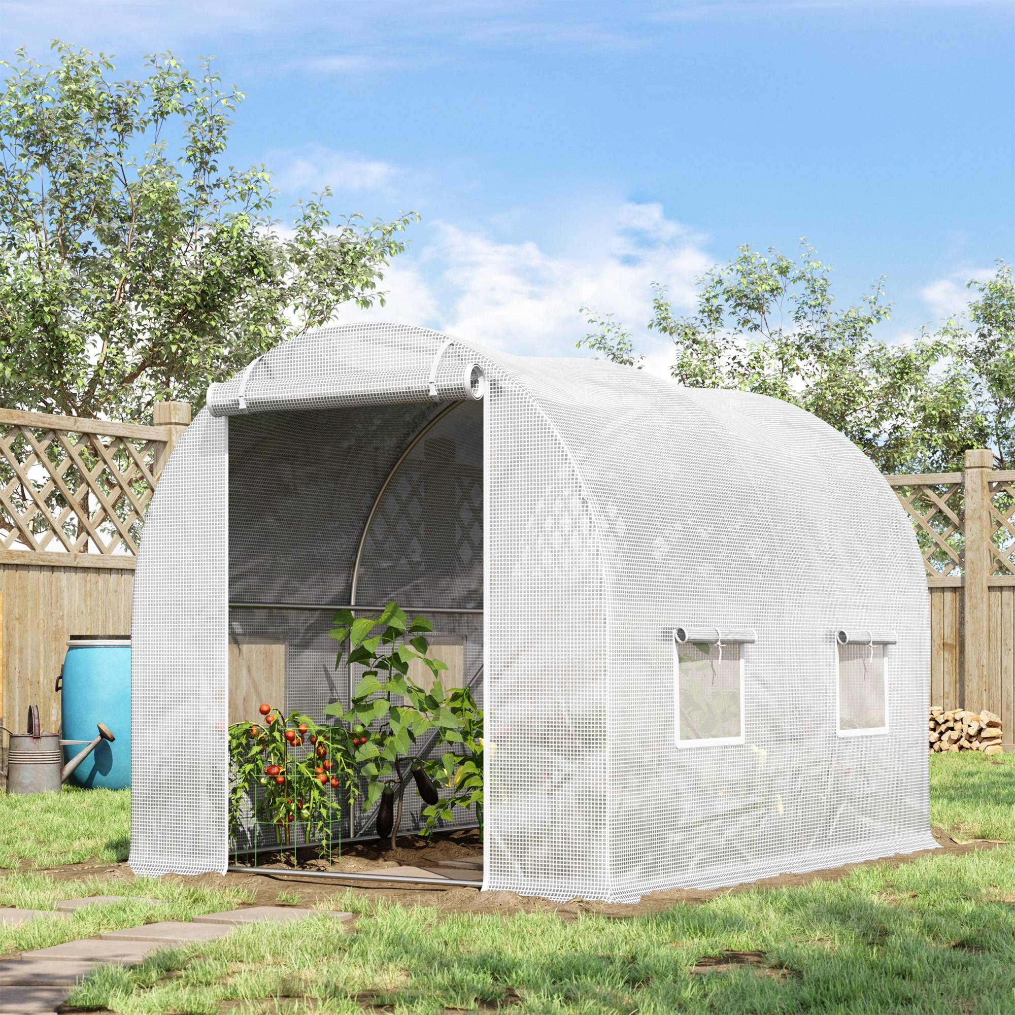 ComfortXL - Serre de Jardin Tunnel 6m² Acier galvanisé renforcé 4 fenêtres pour potager 3x2x1,9m Blanc - ComfortXL Outdoor Living - Image 4