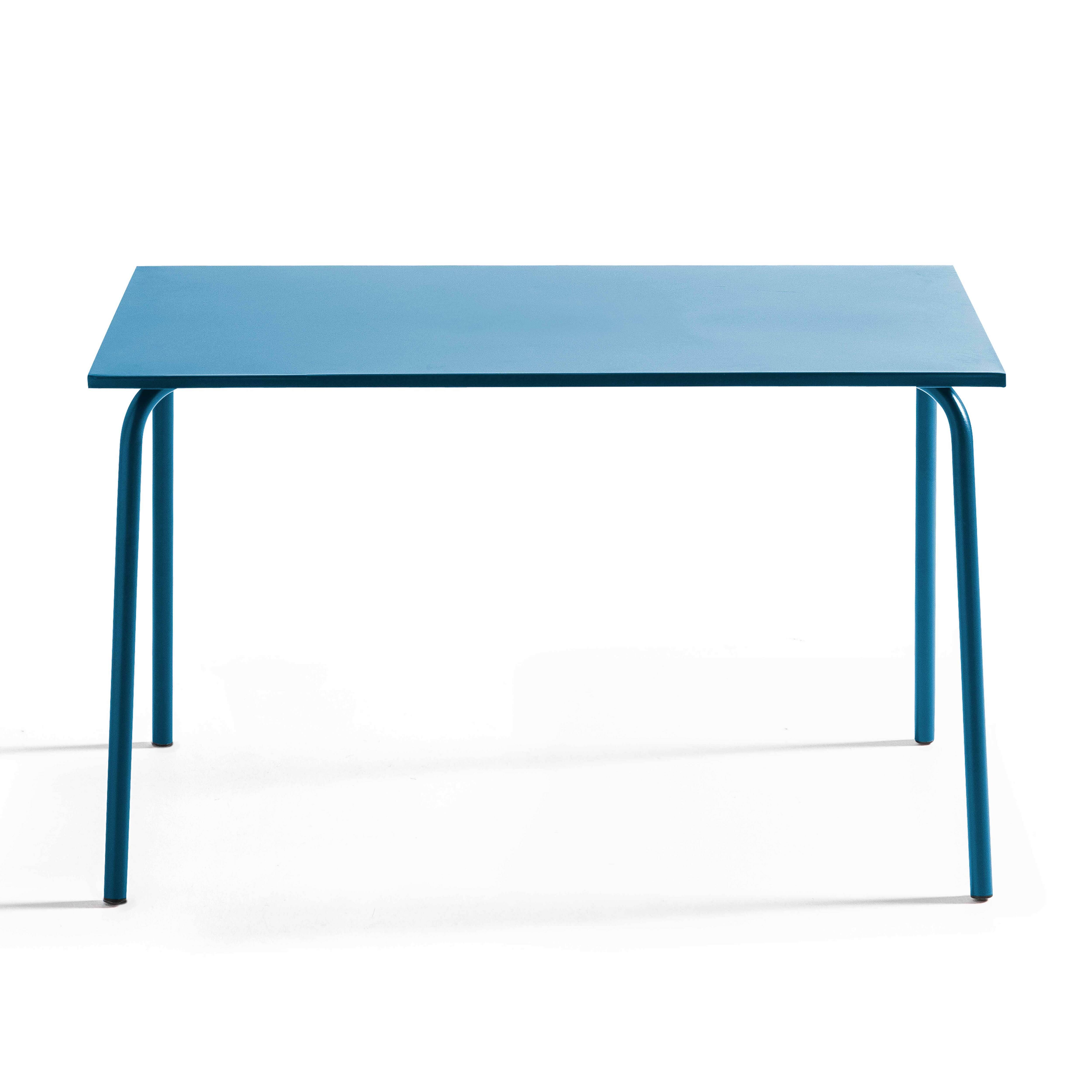 Oviala - Table de jardin en acier 6 places 120 cm bleu pacific Palavas - Oviala - Imagen 3
