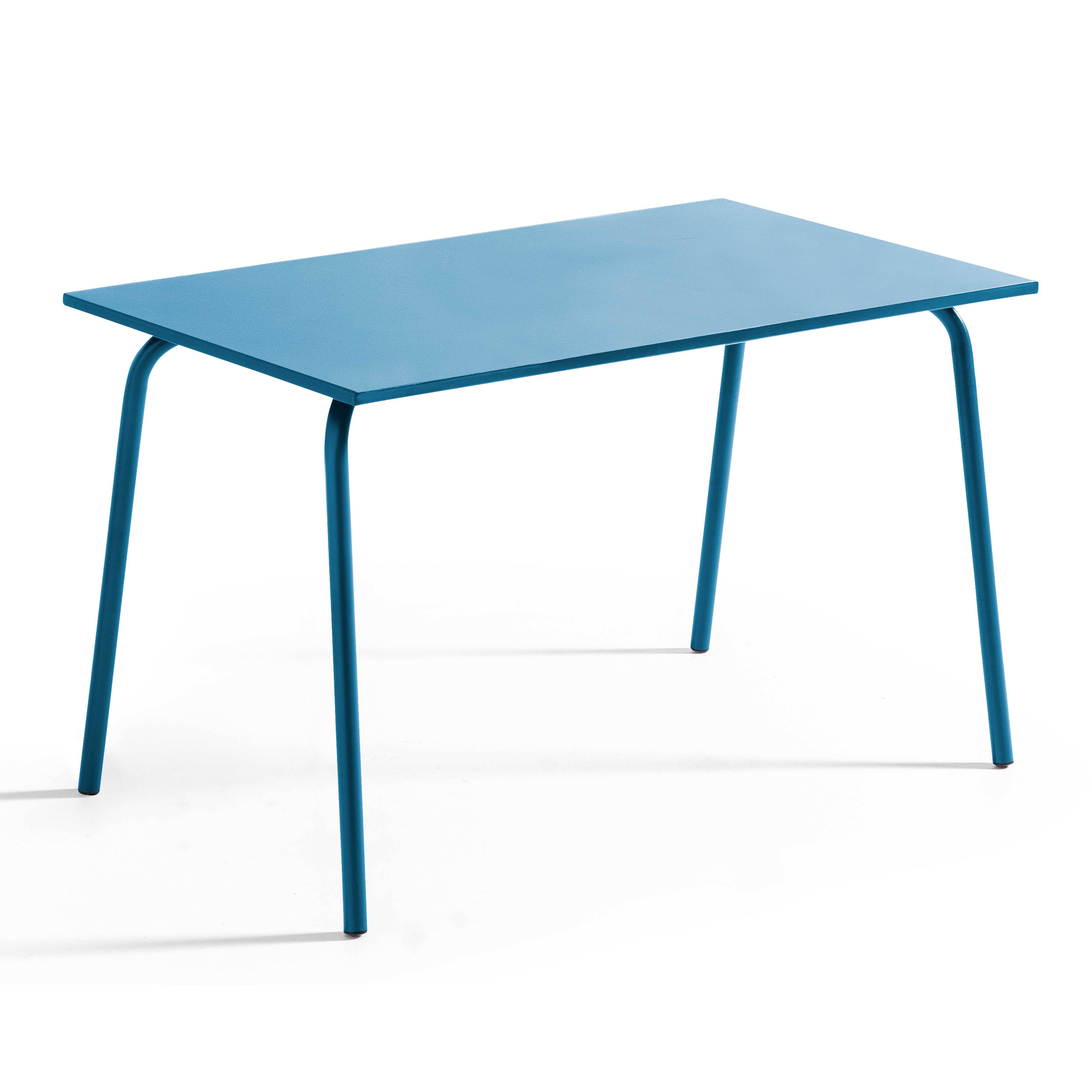 Oviala - Table de jardin en acier 6 places 120 cm bleu pacific Palavas - Oviala - Imagen 1