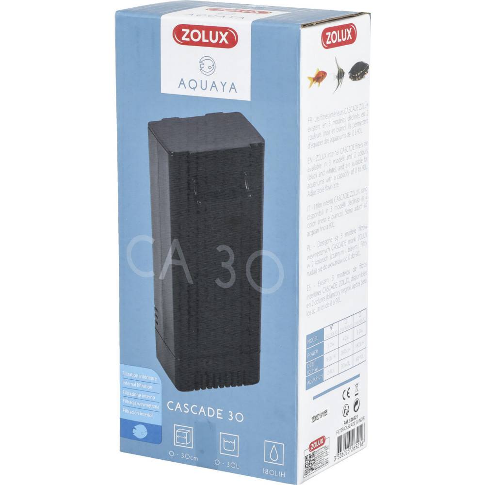 Zolux - Filtration intérieure cascade 30, puissance 3w 180l/h pour aquarium de 0 à 30l max - Imagen 2
