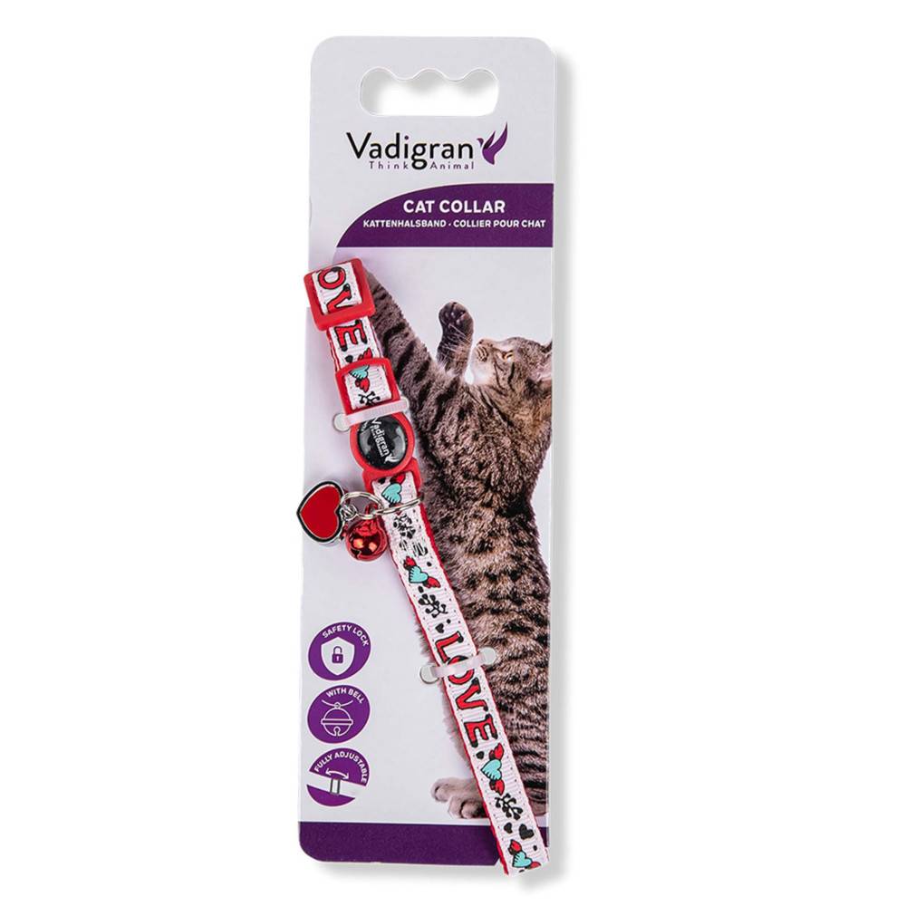 Vadigran - Vadigran - Collier LOVE blanc 20-30cm x 10mm pour chat - Imagen 2