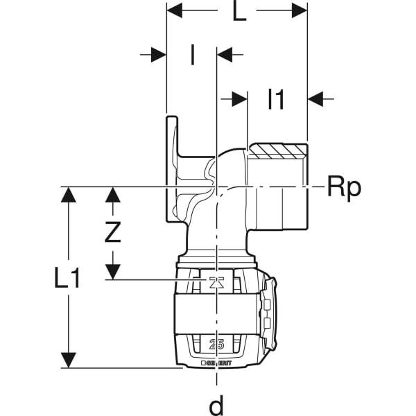 Applique 90° FlowFit - DN. 15 - Ø 20 mm - Rp. 1/2'' - L. 3.6 cm - GEBERIT - 620.761.00.1 - Image 3