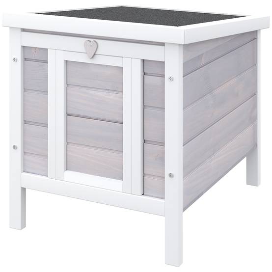Clapier lapin rongeurs bois extérieur toit asphalte rampe gris 51x42x43cm - ComfortXL Outdoor Living - Image 2