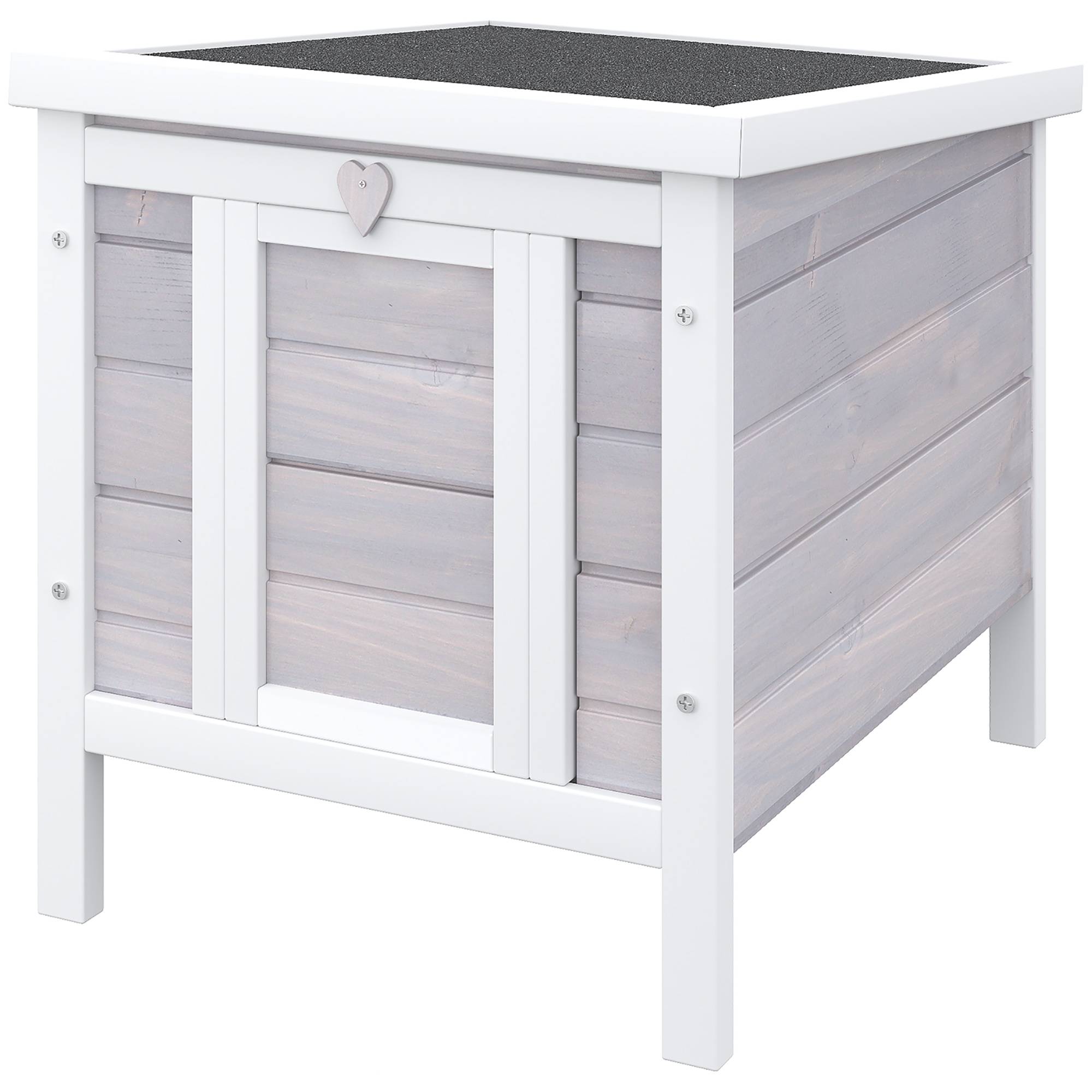 Clapier lapin rongeurs bois extérieur toit asphalte rampe gris 51x42x43cm - ComfortXL Outdoor Living - Image 2