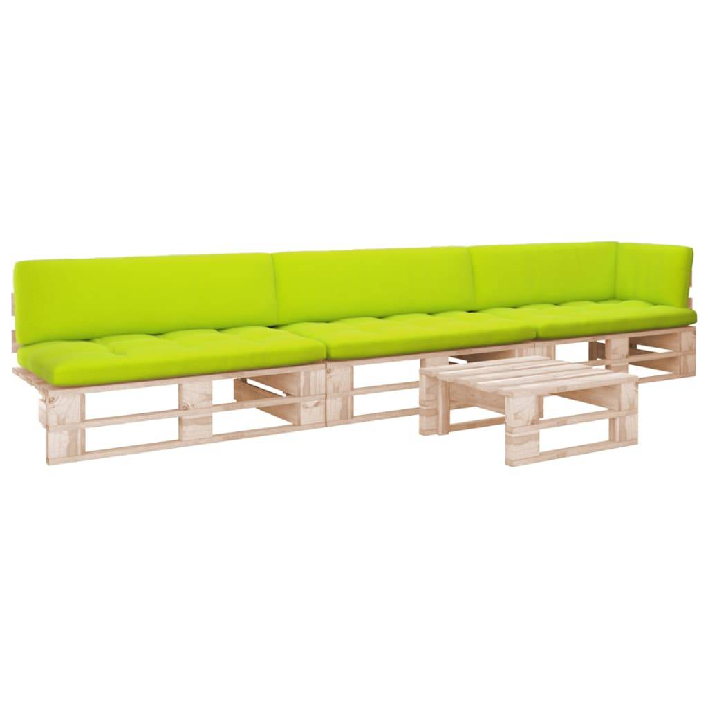 Helloshop26 - Salon de jardin meuble d'extérieur ensemble de mobilier palette 4 pièces avec coussins bois de pin imprégné - Imagen 1