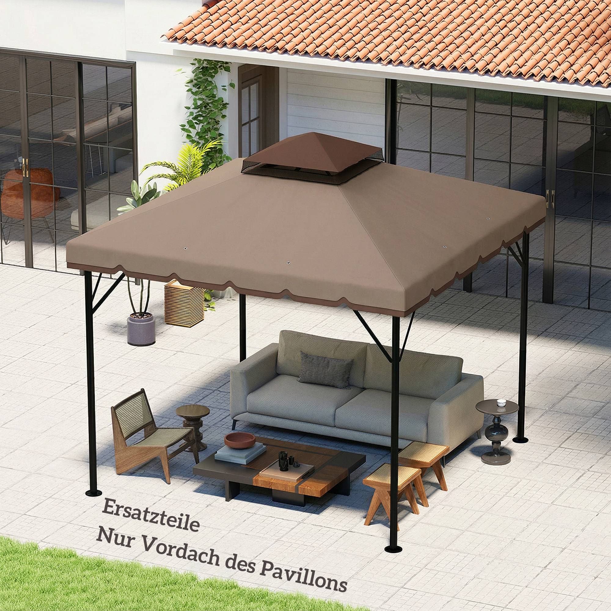 Toit de rechange pour tonnelle polyester kaki 300 x 300 x 1 cm — free download