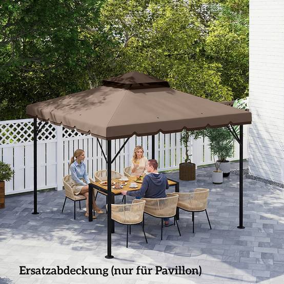 Toit de rechange pour tonnelle polyester kaki 300 x 300 x 1 cm - PANGIVO - Image 10