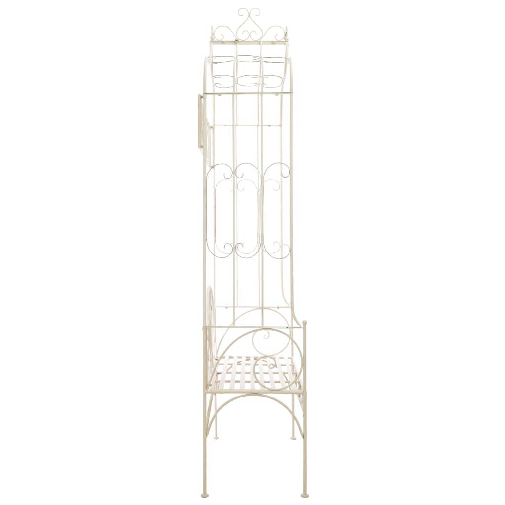 Helloshop26 - Banc de jardin meuble de patio d'extérieur terrasse 122 x 43 x 220 cm fer blanc antique - Imagen 3