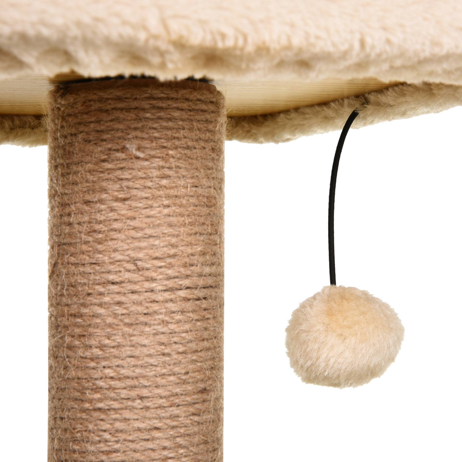Pawhut - Arbre à chats design contemporain griffoirs grattoirs sisal naturel niche plate-formes hamac boule panneaux particules beige - Image 8