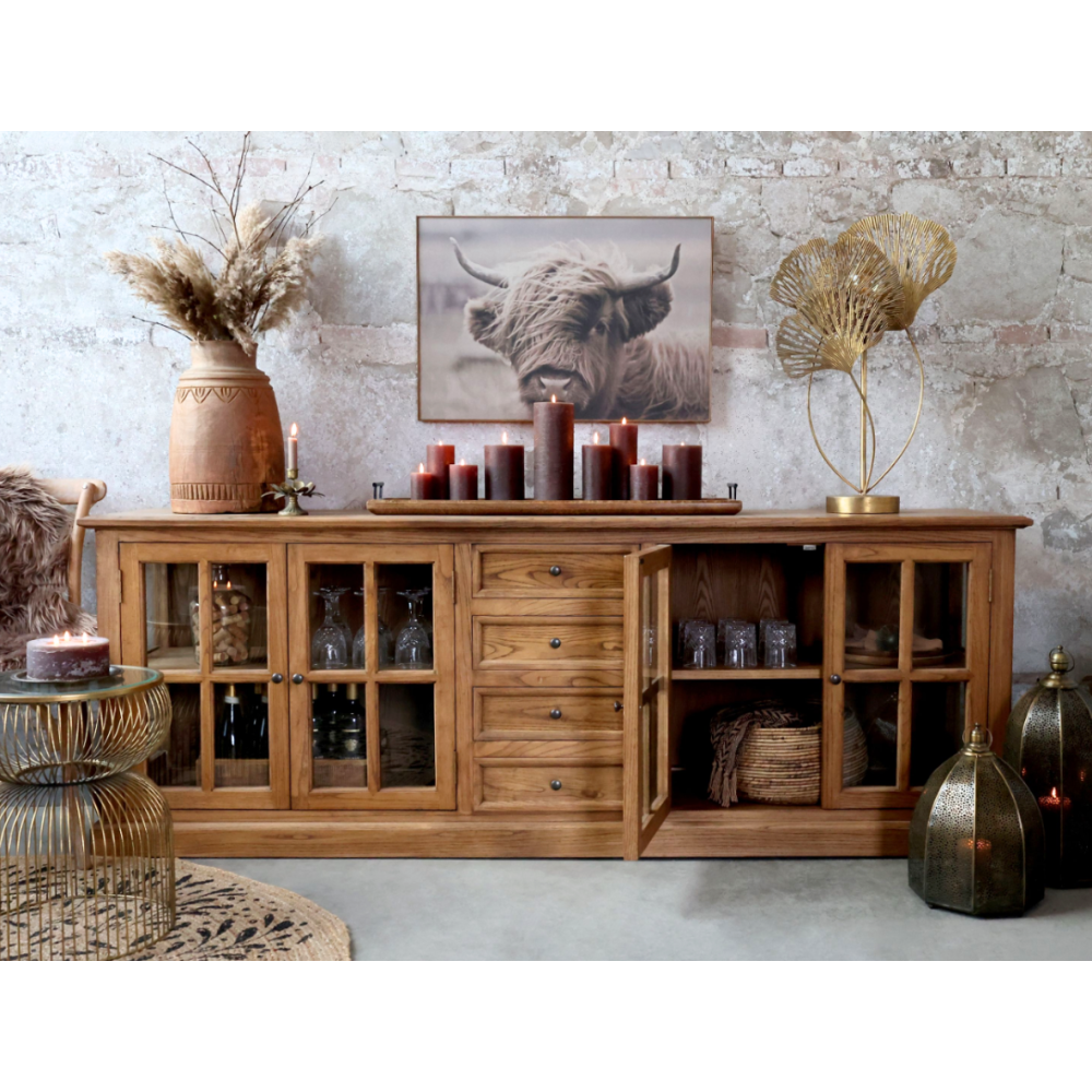 Chemin De Campagne - Vitrine en bois de peuplier marron et verre 220 x 45 x 80 cm Chemin de campagne - Imagen 2