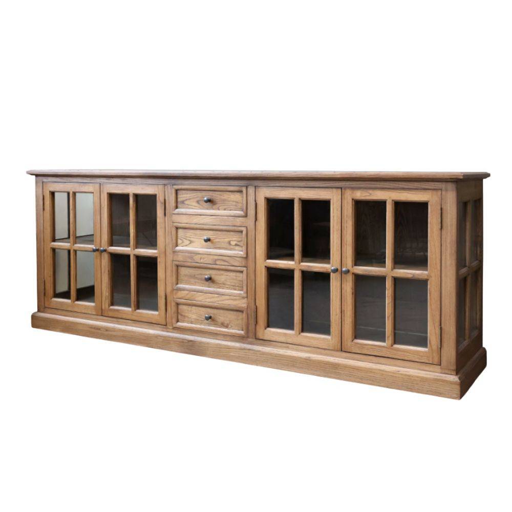 Chemin De Campagne - Vitrine en bois de peuplier marron et verre 220 x 45 x 80 cm Chemin de campagne - Imagen 1