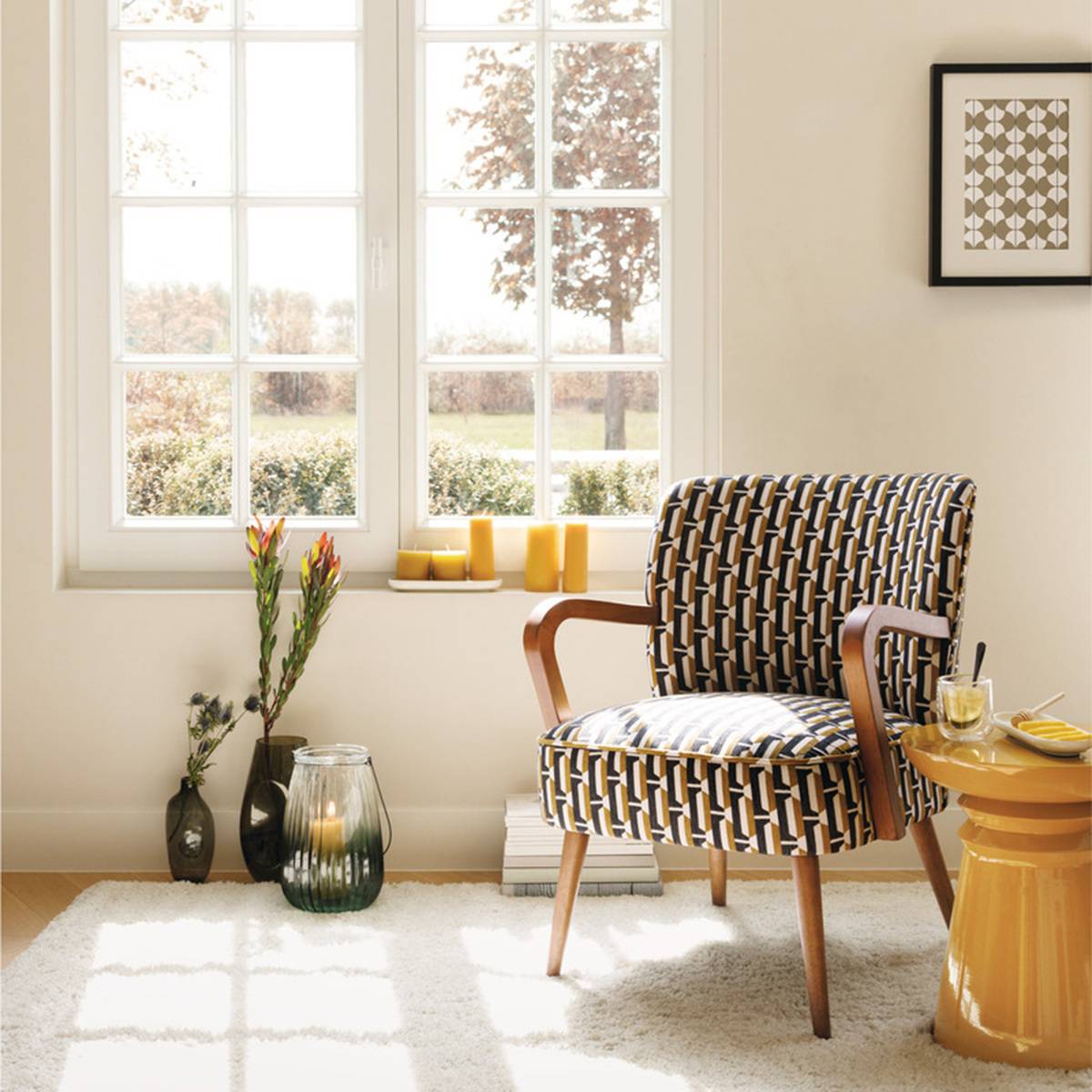 Atmosphera - Fauteuil Chiara beige et noir - Atmosphera Créateur d'intérieur - Image 1