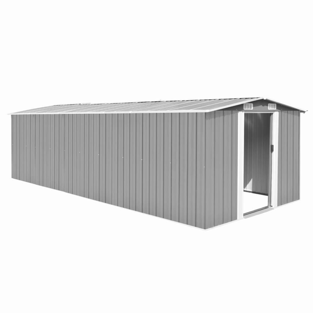 Helloshop26 - Abri de jardin cabane cabanon maison de stockage remise extérieur hangar outils robuste 257 x 580 x 181 cm métal gris - Imagen 1