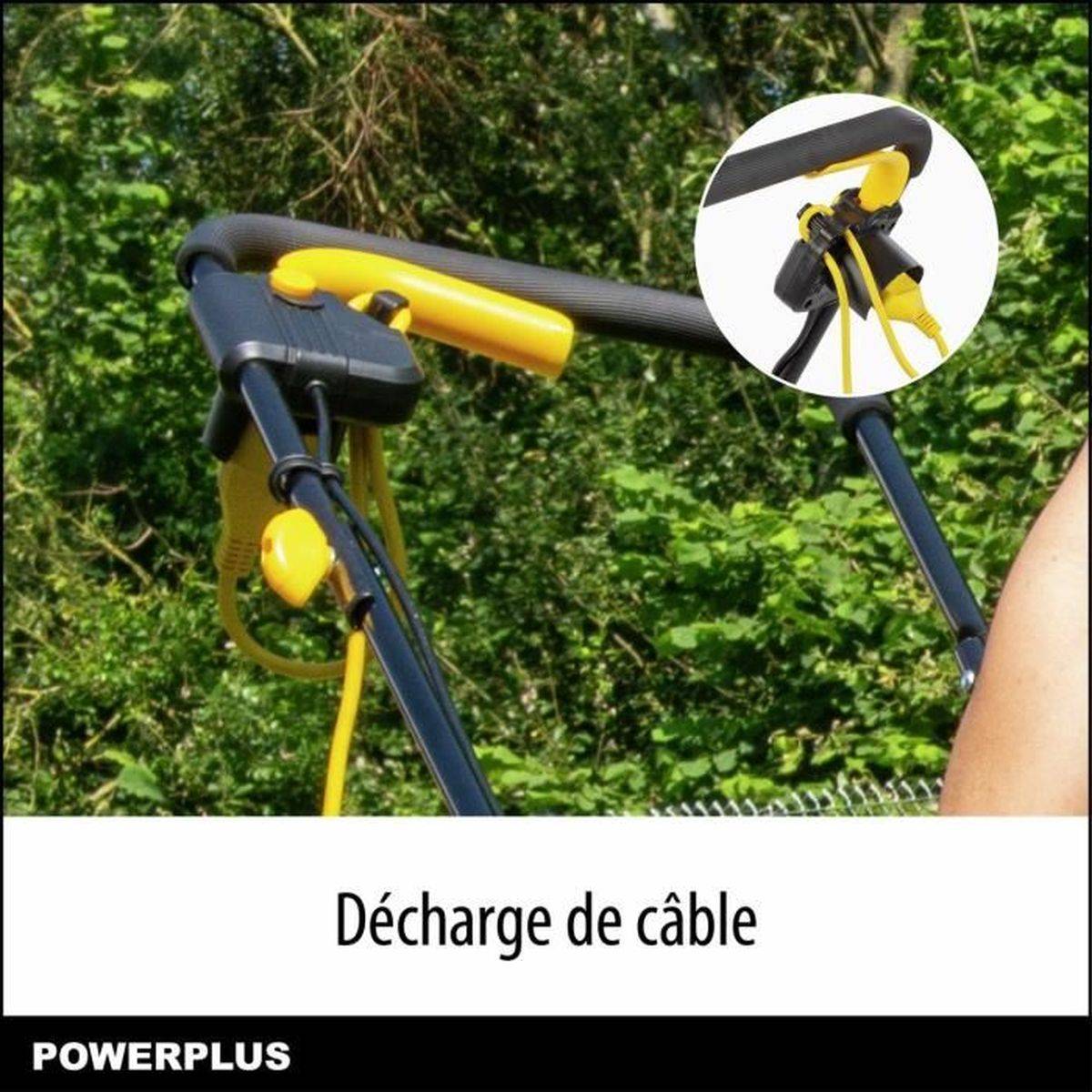 Tondeuse électrique filaire 1000 W, 320 mm, hauteur 25-65 mm, bac 30 L 2-en-1 - POWERPLUS - Image 6