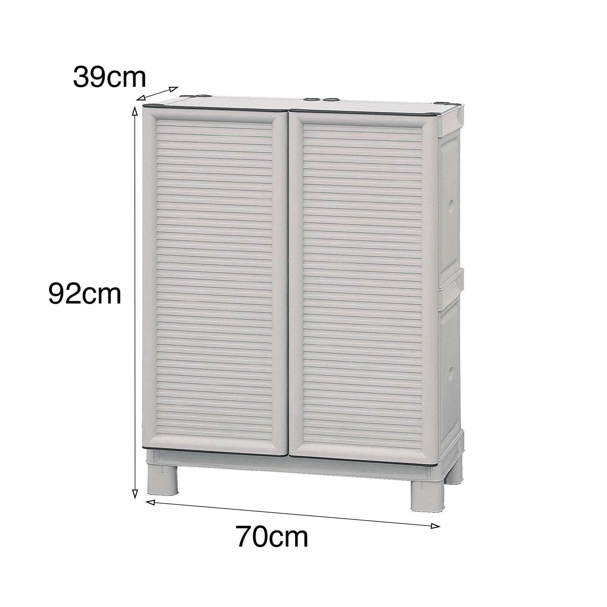 Dmora - Armoire d'extérieur Dbiondin, Mobilier d'extérieur, Armoire de balcon polyvalente, Armoire d'extérieur, Gris clair, 70x39h92 cm - Dmora - Imagen 3